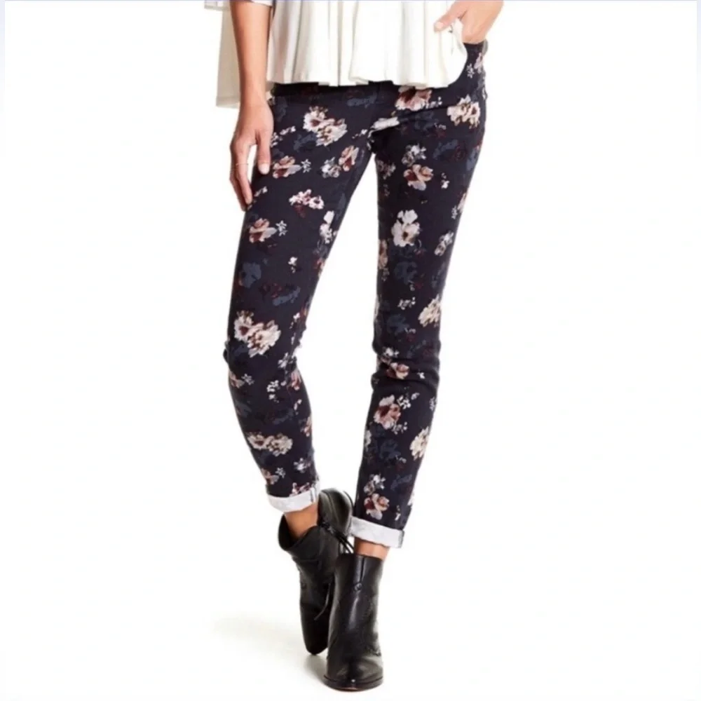 Vintage America Blues Floral Skinny Jeans | Dark Wash | Size 10